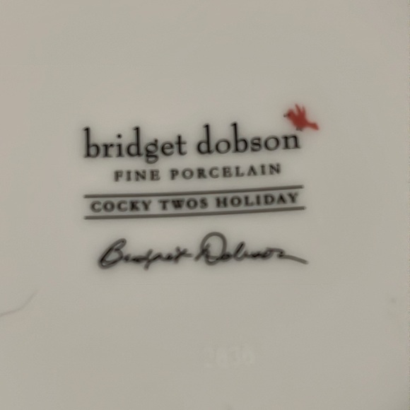 Cocky Twos Holiday Cup & Saucer - Bridget Dobson - Set of 4 - Picture 7 of 13